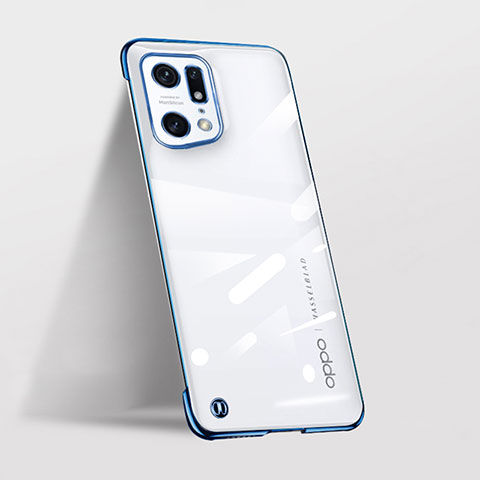 Coque Antichocs Rigide Transparente Crystal Etui Housse H02 pour Oppo Find X5 Pro 5G Bleu