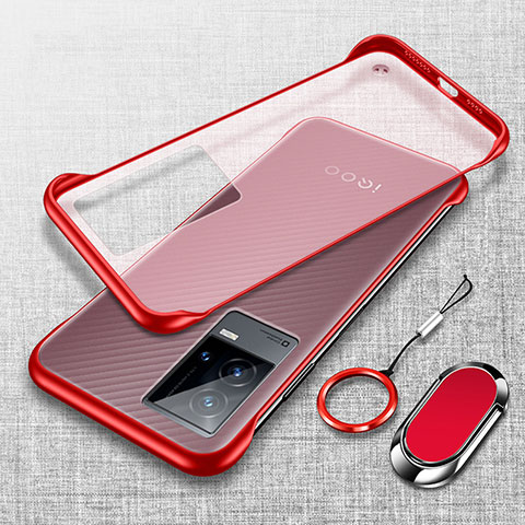 Coque Antichocs Rigide Transparente Crystal Etui Housse H02 pour Vivo iQOO 8 5G Rouge