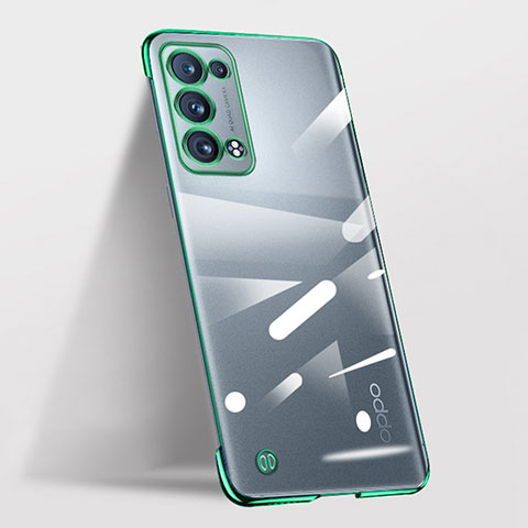 Coque Antichocs Rigide Transparente Crystal Etui Housse H03 pour Oppo Reno6 Pro+ Plus 5G Vert