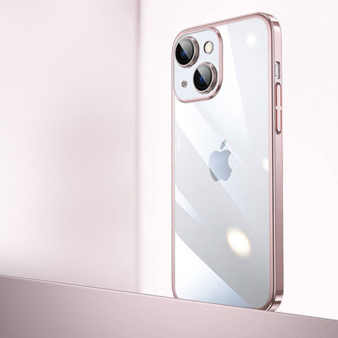 Coque Antichocs Rigide Transparente Crystal Etui Housse QC2 pour Apple iPhone 15 Or Rose