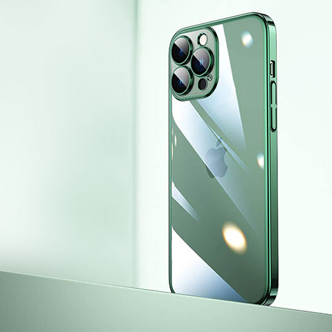 Coque Antichocs Rigide Transparente Crystal Etui Housse QC2 pour Apple iPhone 15 Pro Max Vert