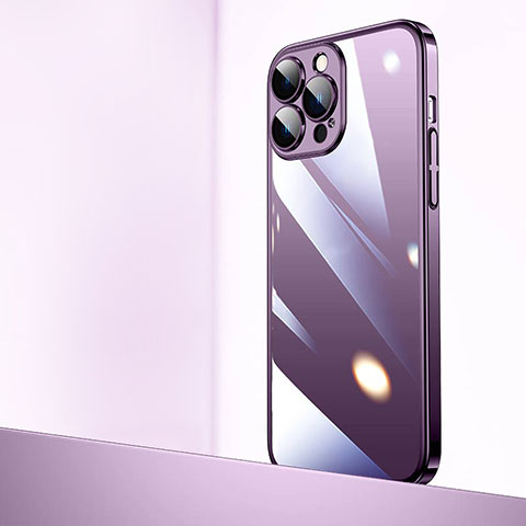 Coque Antichocs Rigide Transparente Crystal Etui Housse QC2 pour Apple iPhone 15 Pro Max Violet