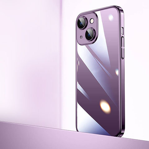 Coque Antichocs Rigide Transparente Crystal Etui Housse QC2 pour Apple iPhone 15 Violet
