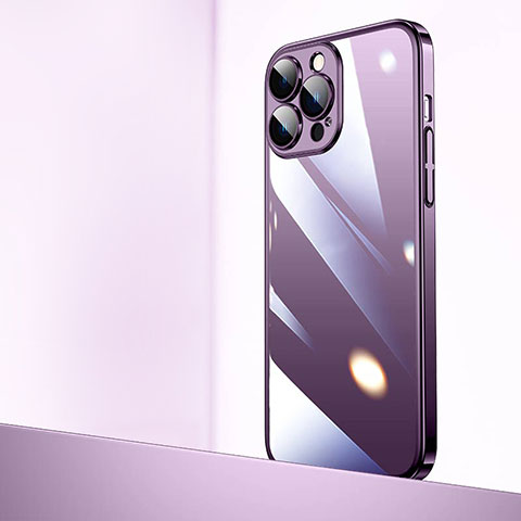 Coque Antichocs Rigide Transparente Crystal Etui Housse QC2 pour Apple iPhone 16 Pro Max Violet