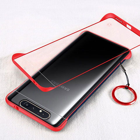 Coque Antichocs Rigide Transparente Crystal Etui Housse S01 pour Samsung Galaxy A80 Rouge