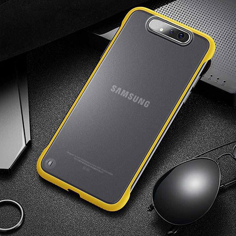 Coque Antichocs Rigide Transparente Crystal Etui Housse S02 pour Samsung Galaxy A80 Jaune