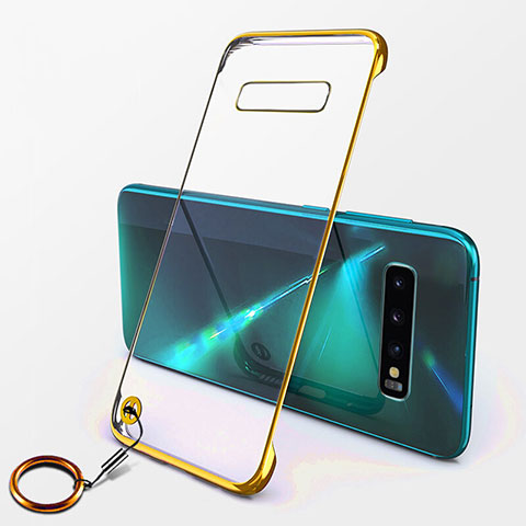 Coque Antichocs Rigide Transparente Crystal Etui Housse S02 pour Samsung Galaxy S10 Plus Or