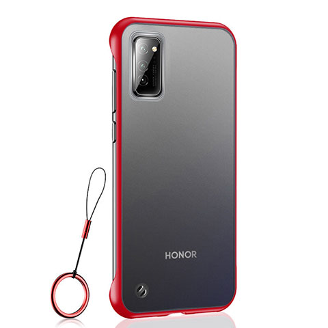 Coque Antichocs Rigide Transparente Crystal Etui Housse S04 pour Huawei Honor V30 Pro 5G Rouge