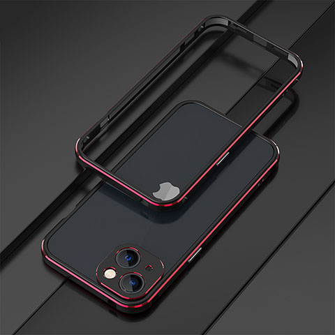 Coque Bumper Luxe Aluminum Metal Etui A01 pour Apple iPhone 15 Rouge et Noir