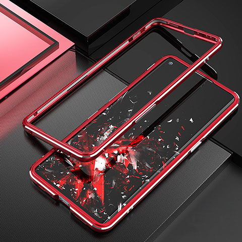 Coque Bumper Luxe Aluminum Metal Etui A01 pour Oppo Find X2 Neo Rouge