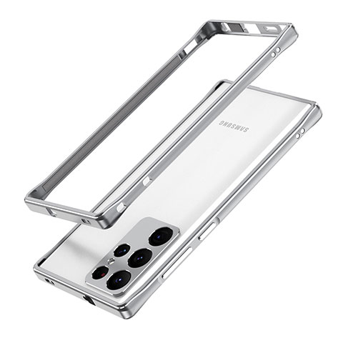 Coque Bumper Luxe Aluminum Metal Etui A01 pour Samsung Galaxy S24 Ultra 5G Argent