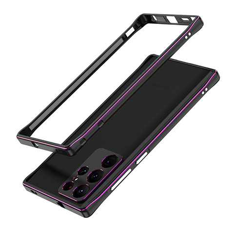 Coque Bumper Luxe Aluminum Metal Etui A01 pour Samsung Galaxy S24 Ultra 5G Violet