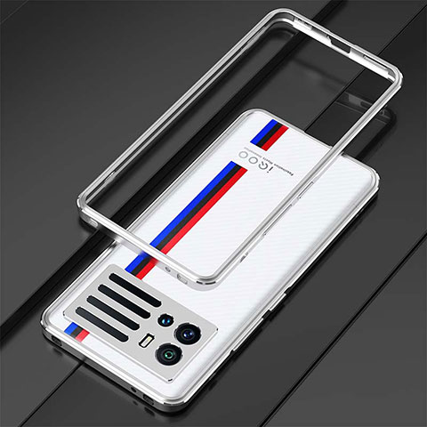 Coque Bumper Luxe Aluminum Metal Etui A01 pour Vivo iQOO 9 Pro 5G Argent