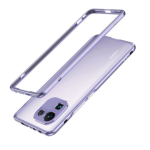 Coque Bumper Luxe Aluminum Metal Etui A01 pour Xiaomi Mi 11 Pro 5G Violet Clair