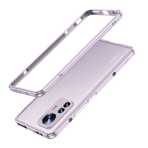 Coque Bumper Luxe Aluminum Metal Etui A01 pour Xiaomi Mi 12 5G Violet Clair