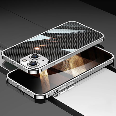 Coque Bumper Luxe Aluminum Metal Etui A02 pour Apple iPhone 15 Plus Argent