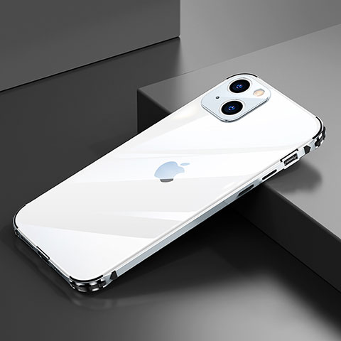 Coque Bumper Luxe Aluminum Metal Etui A06 pour Apple iPhone 15 Argent