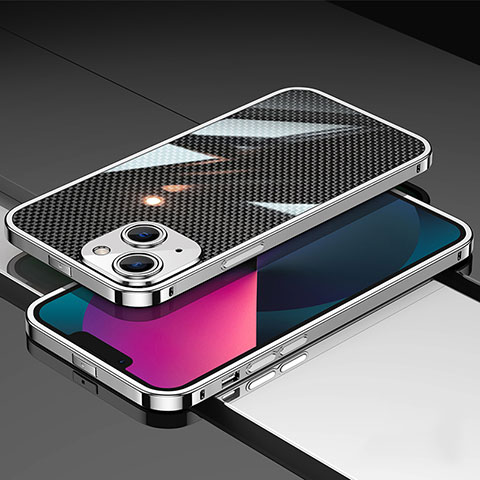 Coque Bumper Luxe Aluminum Metal Etui JL1 pour Apple iPhone 14 Argent