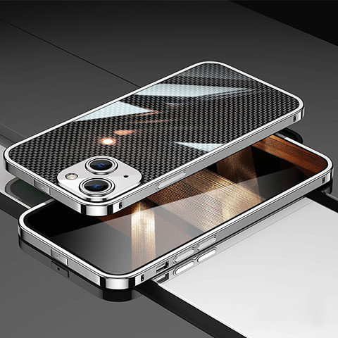 Coque Bumper Luxe Aluminum Metal Etui JL1 pour Apple iPhone 15 Argent