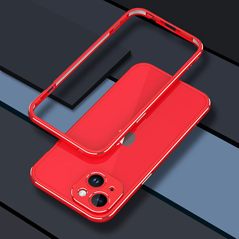 Coque Bumper Luxe Aluminum Metal Etui JZ1 pour Apple iPhone 14 Plus Rouge