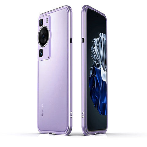 Coque Bumper Luxe Aluminum Metal Etui JZ1 pour Huawei P60 Violet Clair