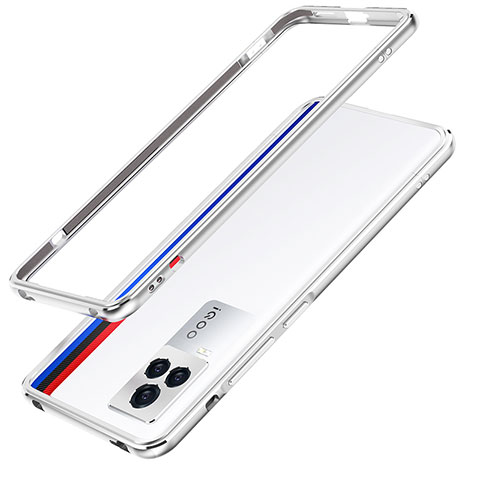 Coque Bumper Luxe Aluminum Metal Etui JZ1 pour Vivo iQOO 7 5G Argent