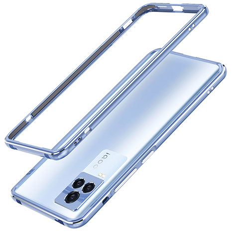 Coque Bumper Luxe Aluminum Metal Etui JZ1 pour Vivo iQOO 7 5G Bleu Ciel