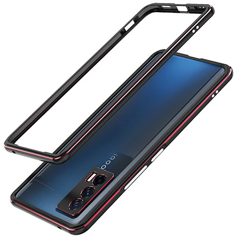 Coque Bumper Luxe Aluminum Metal Etui JZ1 pour Vivo iQOO 7 India 5G Rouge et Noir