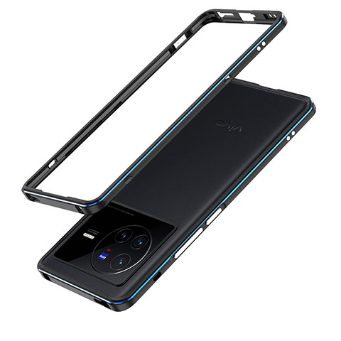 Coque Bumper Luxe Aluminum Metal Etui JZ1 pour Vivo X80 5G Bleu et Noir