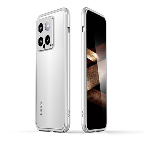 Coque Bumper Luxe Aluminum Metal Etui JZ1 pour Xiaomi Mi 14 Pro 5G Argent