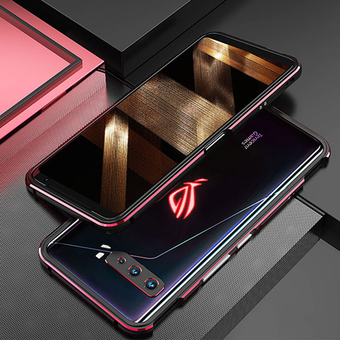 Coque Bumper Luxe Aluminum Metal Etui JZ2 pour Asus ROG Phone 3 Strix ZS661KS Rouge et Noir