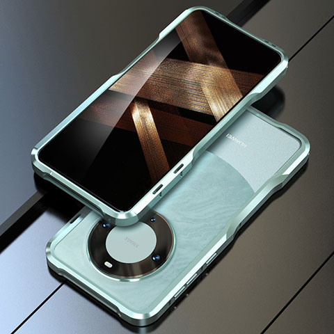 Coque Bumper Luxe Aluminum Metal Etui LF1 pour Huawei Mate 60 Cyan