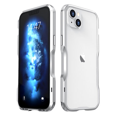 Coque Bumper Luxe Aluminum Metal Etui LF2 pour Apple iPhone 14 Argent