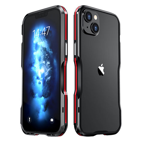 Coque Bumper Luxe Aluminum Metal Etui LF2 pour Apple iPhone 14 Rouge et Noir