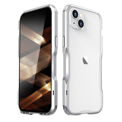 Coque Bumper Luxe Aluminum Metal Etui LF2 pour Apple iPhone 15 Argent