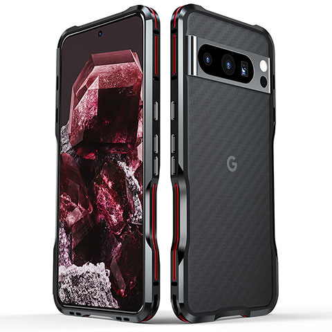 Coque Bumper Luxe Aluminum Metal Etui LF2 pour Google Pixel 8 Pro 5G Rouge et Noir