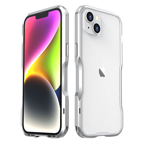 Coque Bumper Luxe Aluminum Metal Etui LF3 pour Apple iPhone 14 Argent