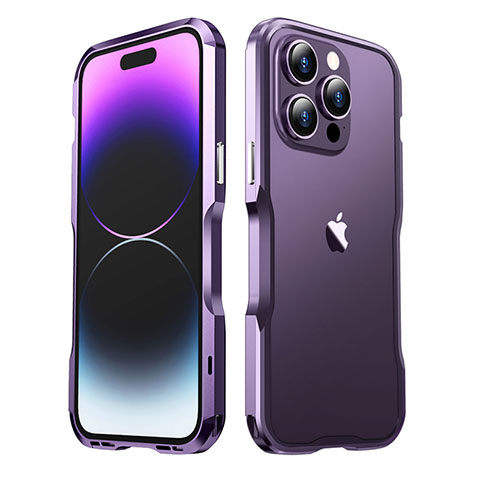 Coque Bumper Luxe Aluminum Metal Etui LF3 pour Apple iPhone 15 Pro Max Violet