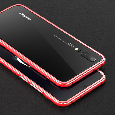 Coque Bumper Luxe Aluminum Metal Etui M01 pour Huawei P20 Rouge