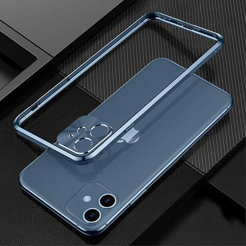 Coque Bumper Luxe Aluminum Metal Etui N01 pour Apple iPhone 12 Mini Bleu