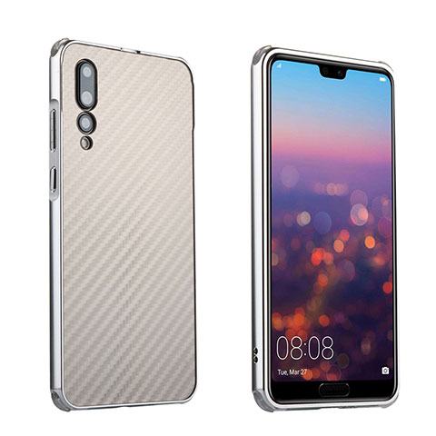 Coque Bumper Luxe Aluminum Metal Etui pour Huawei P20 Pro Argent