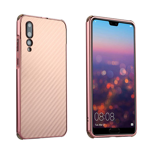 Coque Bumper Luxe Aluminum Metal Etui pour Huawei P20 Pro Or Rose