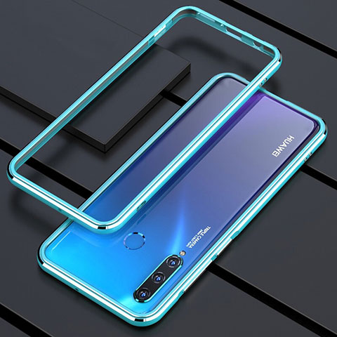 Coque Bumper Luxe Aluminum Metal Etui pour Huawei P30 Lite New Edition Bleu