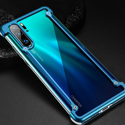 Coque Bumper Luxe Aluminum Metal Etui pour Huawei P30 Pro New Edition Bleu