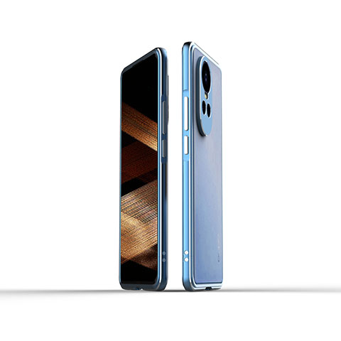 Coque Bumper Luxe Aluminum Metal Etui pour Oppo Reno10 5G Bleu