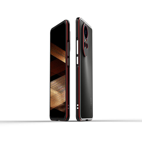 Coque Bumper Luxe Aluminum Metal Etui pour Oppo Reno10 5G Rouge et Noir