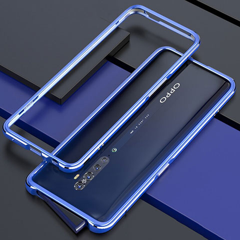 Coque Bumper Luxe Aluminum Metal Etui pour Oppo Reno2 Bleu