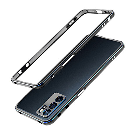 Coque Bumper Luxe Aluminum Metal Etui pour Oppo Reno6 5G Bleu et Noir