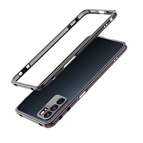 Coque Bumper Luxe Aluminum Metal Etui pour Oppo Reno6 5G Rouge et Noir