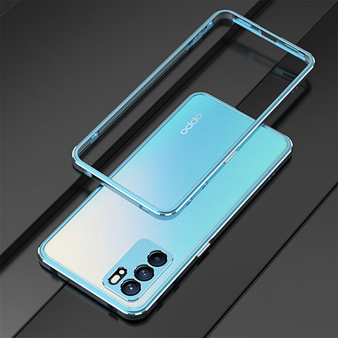 Coque Bumper Luxe Aluminum Metal Etui pour Oppo Reno6 Pro 5G India Bleu Ciel